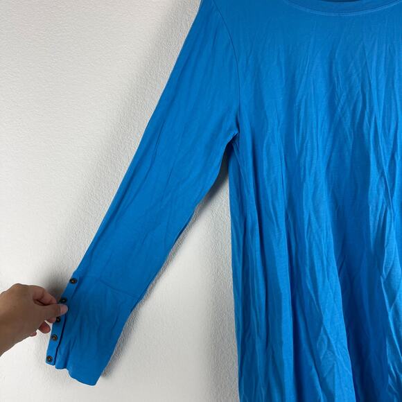 Soft Surroundings Modal Tunic Top Womens Large Blue Long Sleeve Stretchy Button - Picture 4 of 11